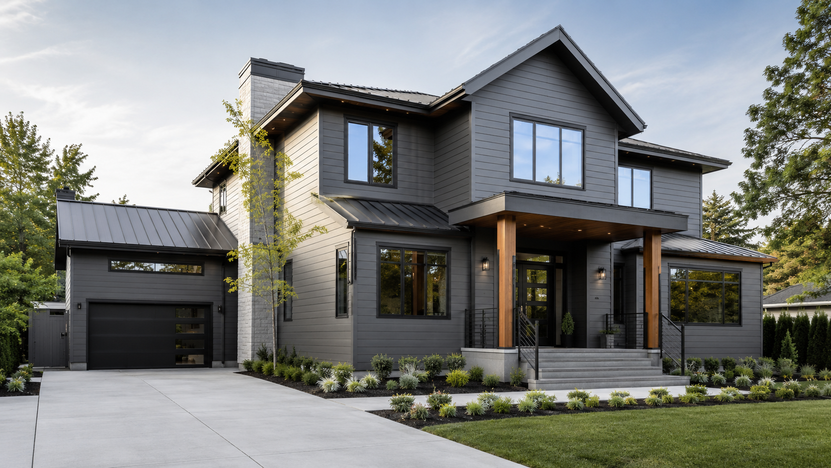 Modern house exterior with premium siding and trim