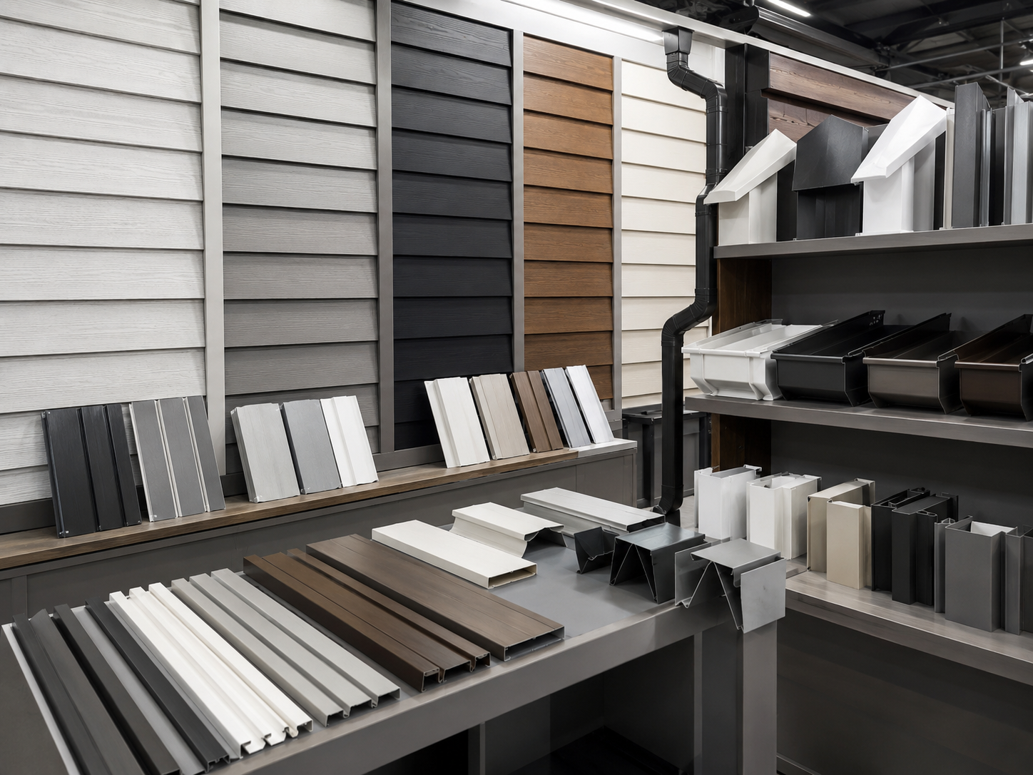 Display of siding, trim, and exterior product samples